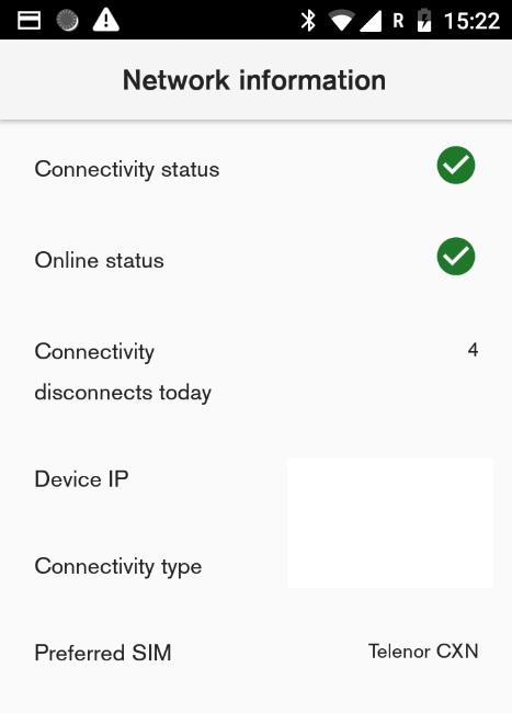 Network information screen