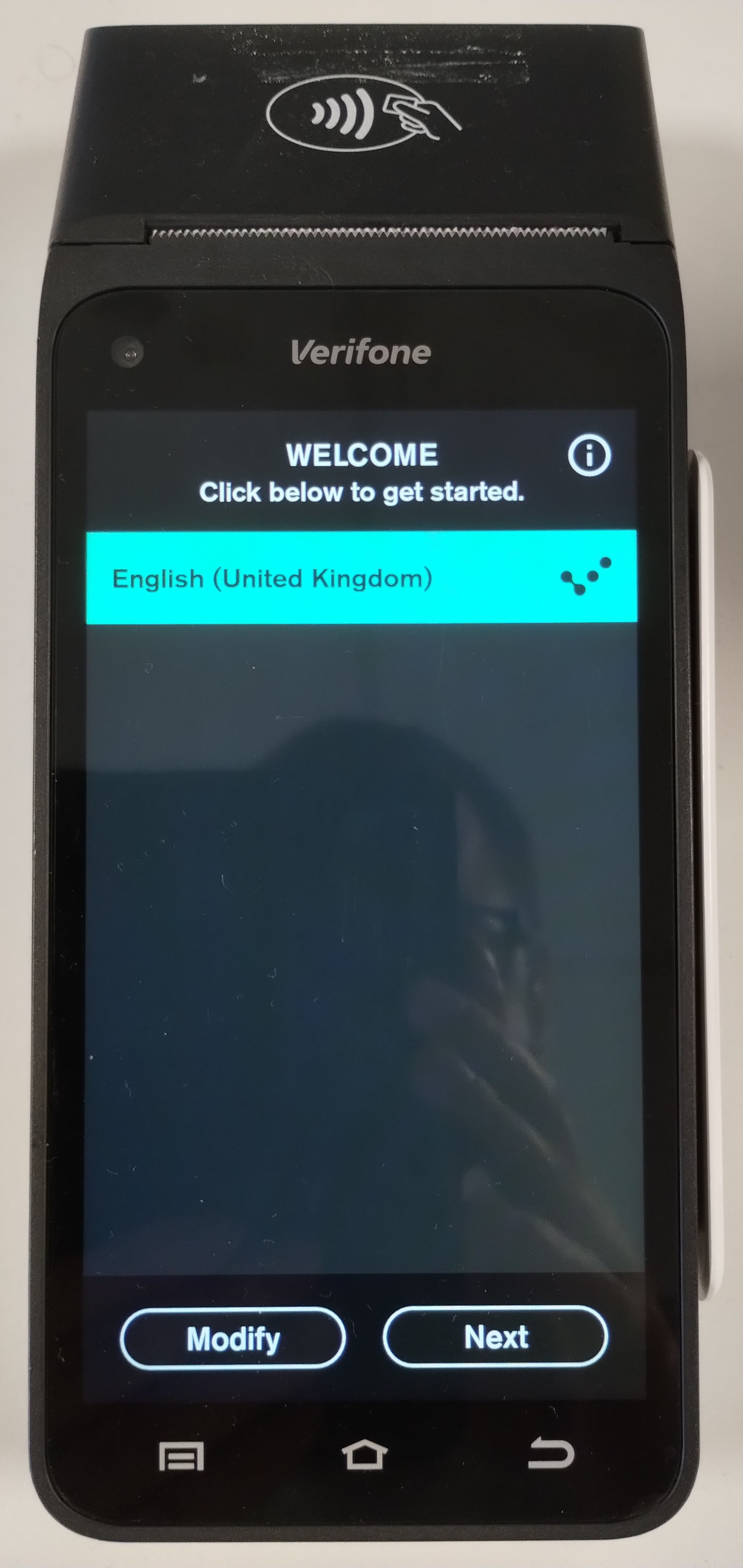 Language selection screen