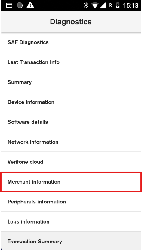 Merchant Information option