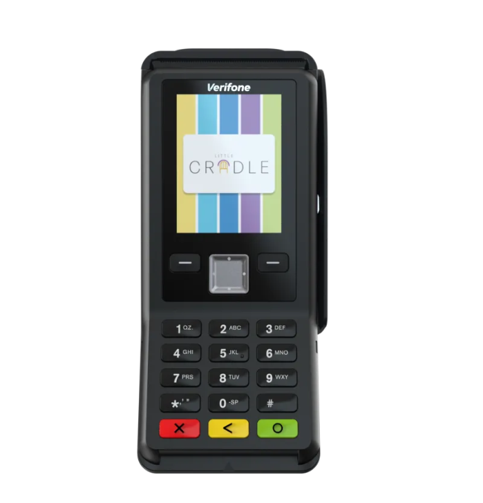V200C terminal showing the Red X and Green O buttons