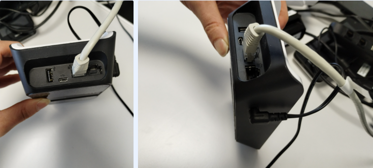 Terminal on its base with cables connected